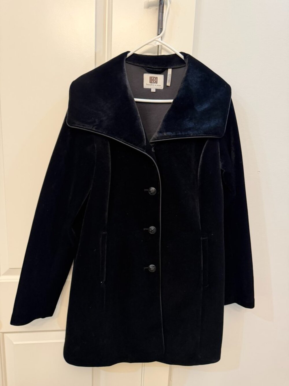 Laundry by Design Black Velvet A-Line Coat | Size Large | Elegant Dress Coat